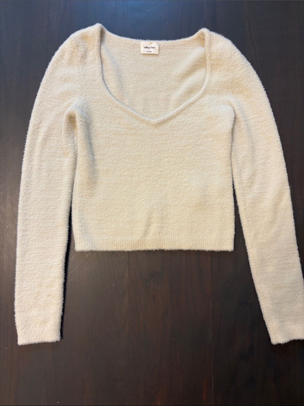Wilfred Cream Cozy V-Neck Fuzzy Sweater